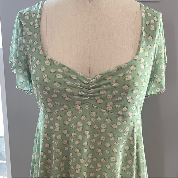See You Monday Green Flutter Sleeve Sundress - Picture 3 of 8